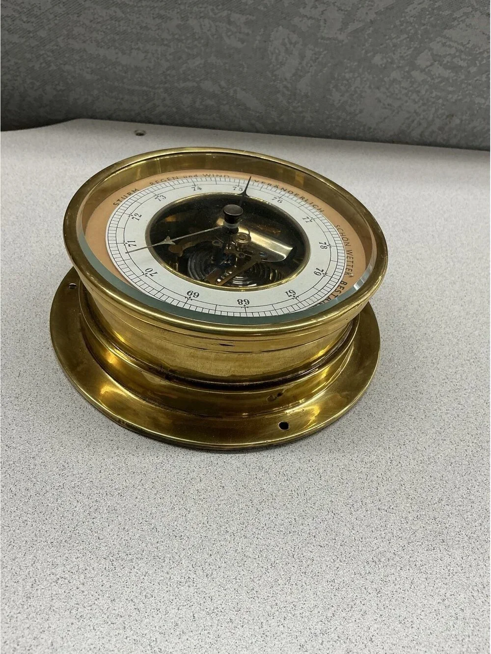 Brass aneroid barometer